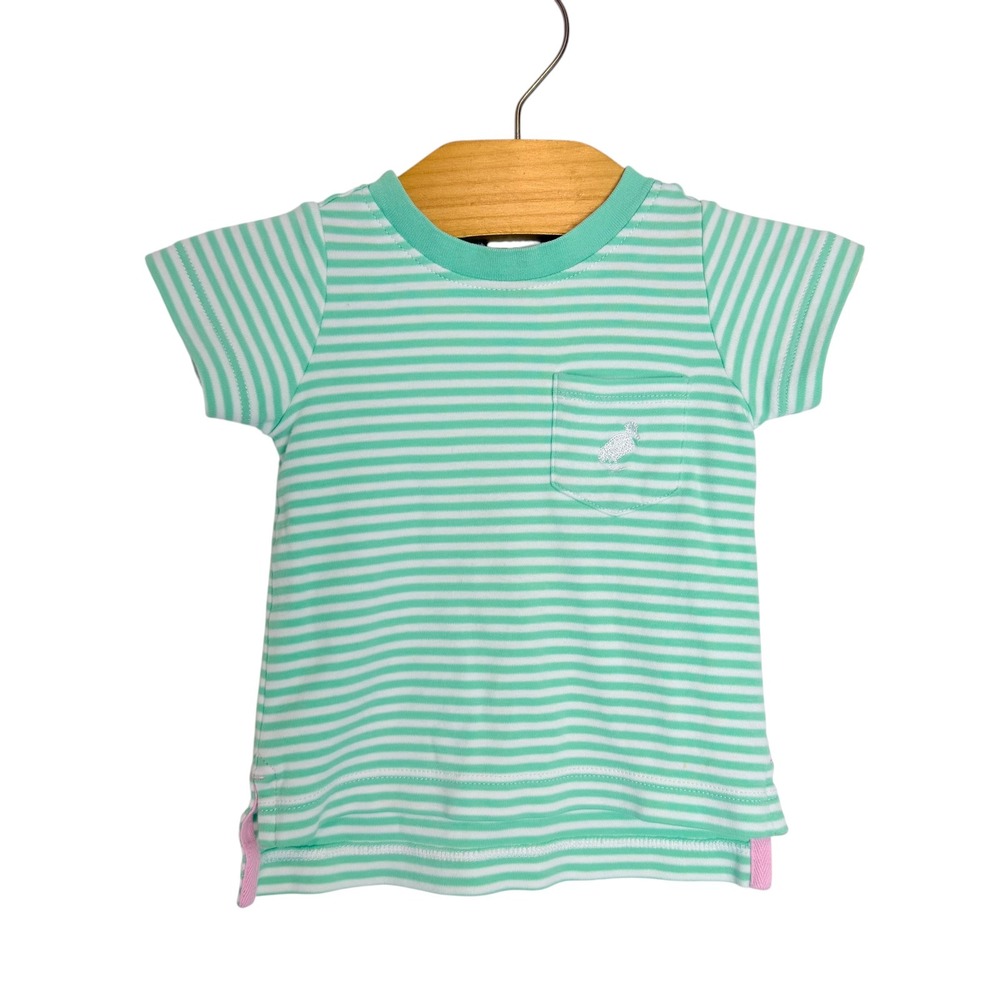 The Beaufort Bonnet Company Green Stripe Pima Cotton Tee Shirt 0-6 Months